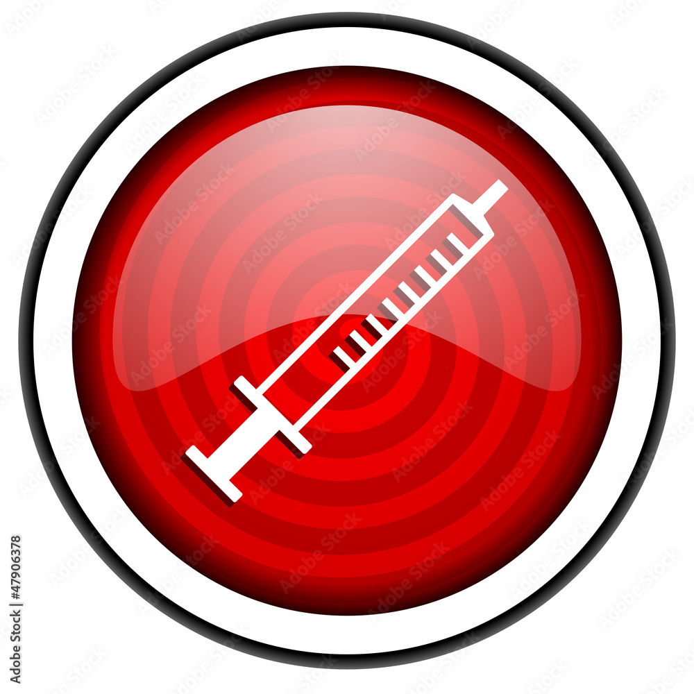 syringe red glossy icon isolated on white background syringe red glossy icon isolated on white background