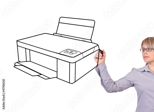 woman drawing printer photo