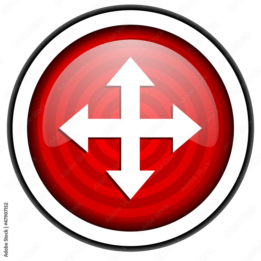 move arrow red glossy icon isolated on white background move arrow red glossy icon isolated on white background