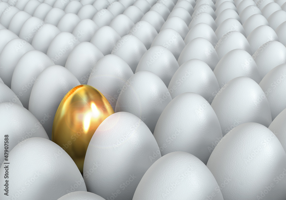 Naklejka premium Golden egg, conceptual illustration, 3d render