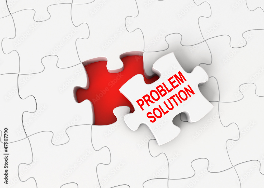 Problem solution. Collect last piece of puzzle. 3d render Problem solution. Collect last piece of puzzle. 3d render