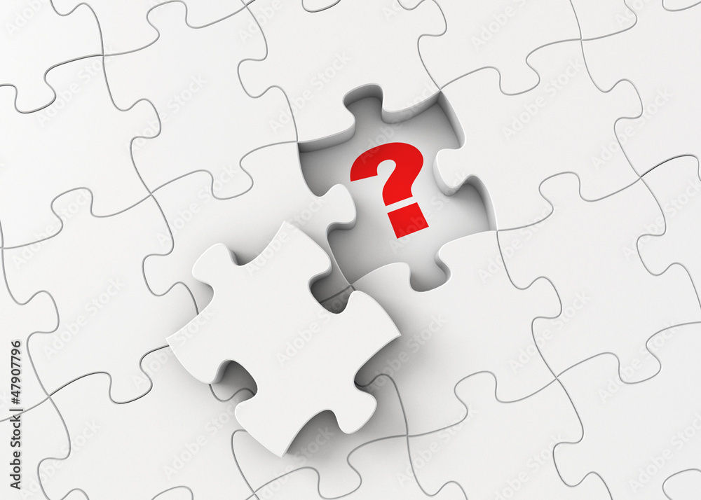 Fototapeta premium Collect puzzles. Find the answer. Right decision. Find a way