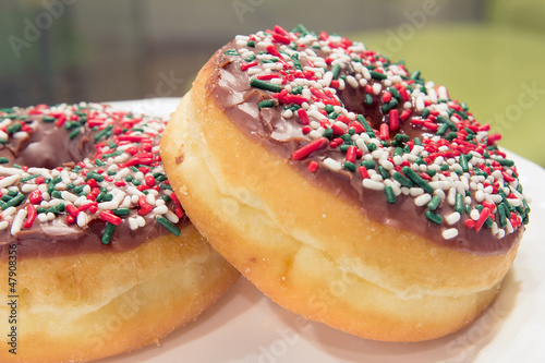 Donuts with Christmas Sprinkles Closeup