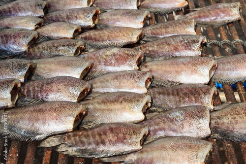 Dried fishes on sale market, Thailand