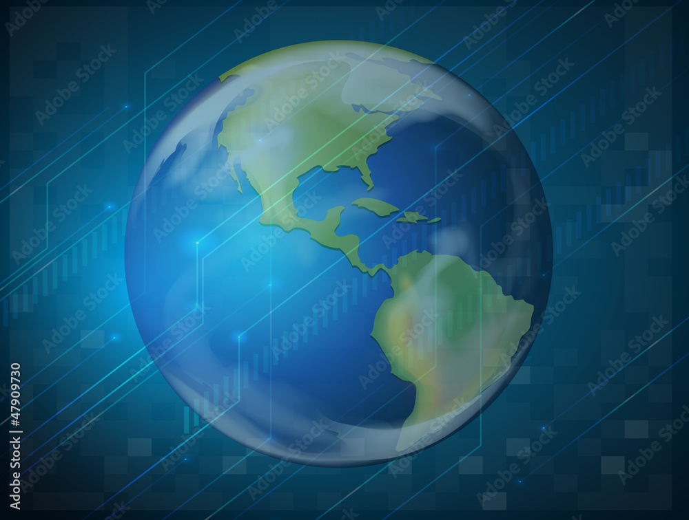 Planet earth on blue background Planet earth on blue background