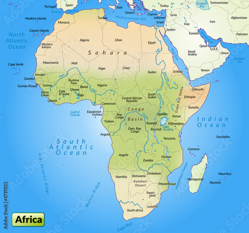 Kontinent Afrika als Übersichtskarte photo