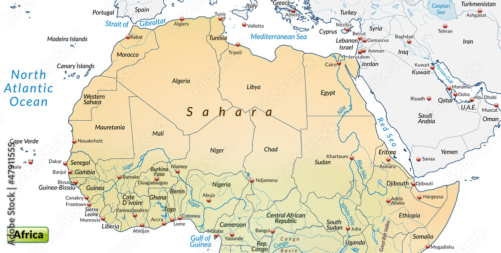 Inselkarte vom Norden Afrikas