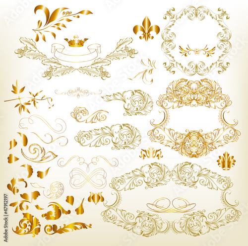 Golden luxury calligraphic design elements
