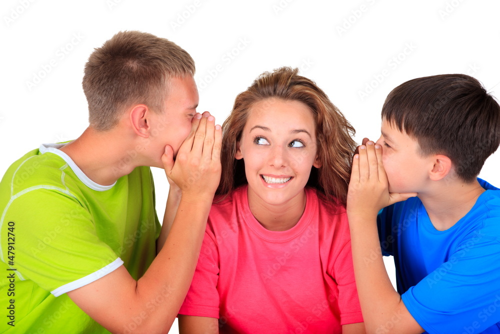 Sister with brothers having fun Sister with brothers having fun