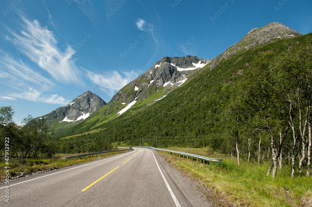 European route E10 running through Lofoten in northern Norway