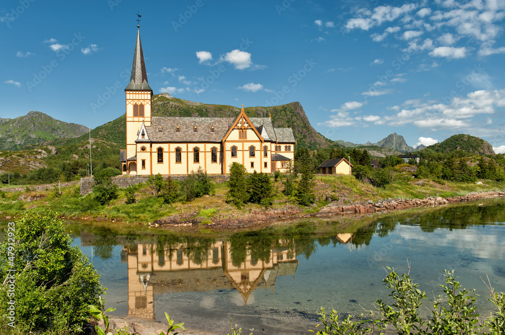 Vågan church - the cathedral of Lofoten in northern Norway.