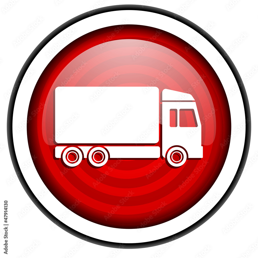 delivery red glossy icon isolated on white background delivery red glossy icon isolated on white background