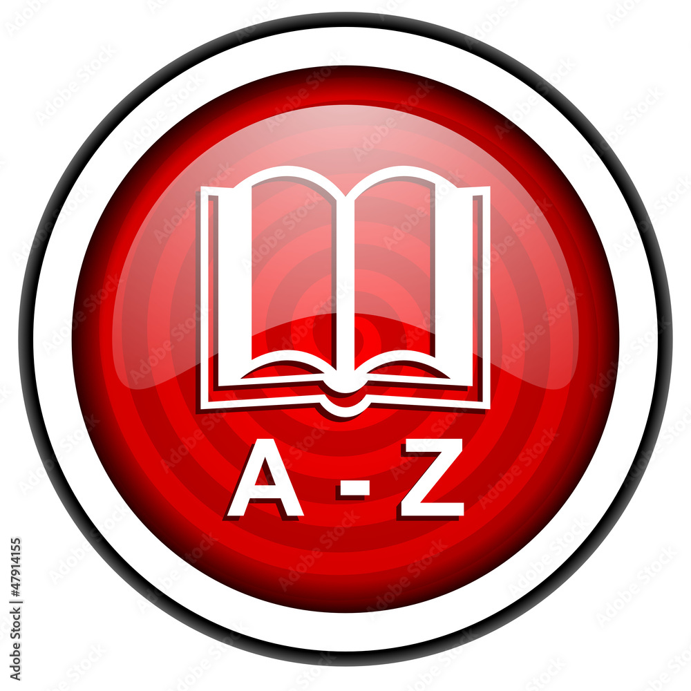 dictionary red glossy icon isolated on white background dictionary red glossy icon isolated on white background