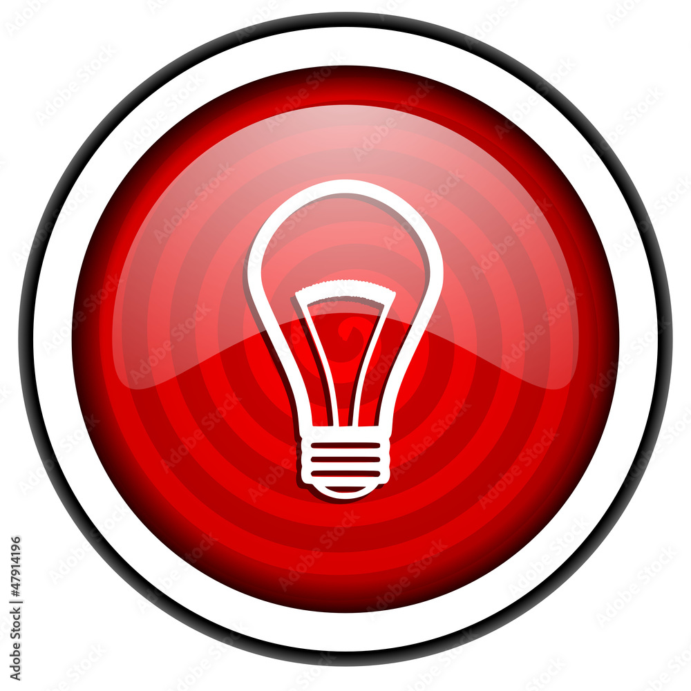 light bulb red glossy icon isolated on white background light bulb red glossy icon isolated on white background