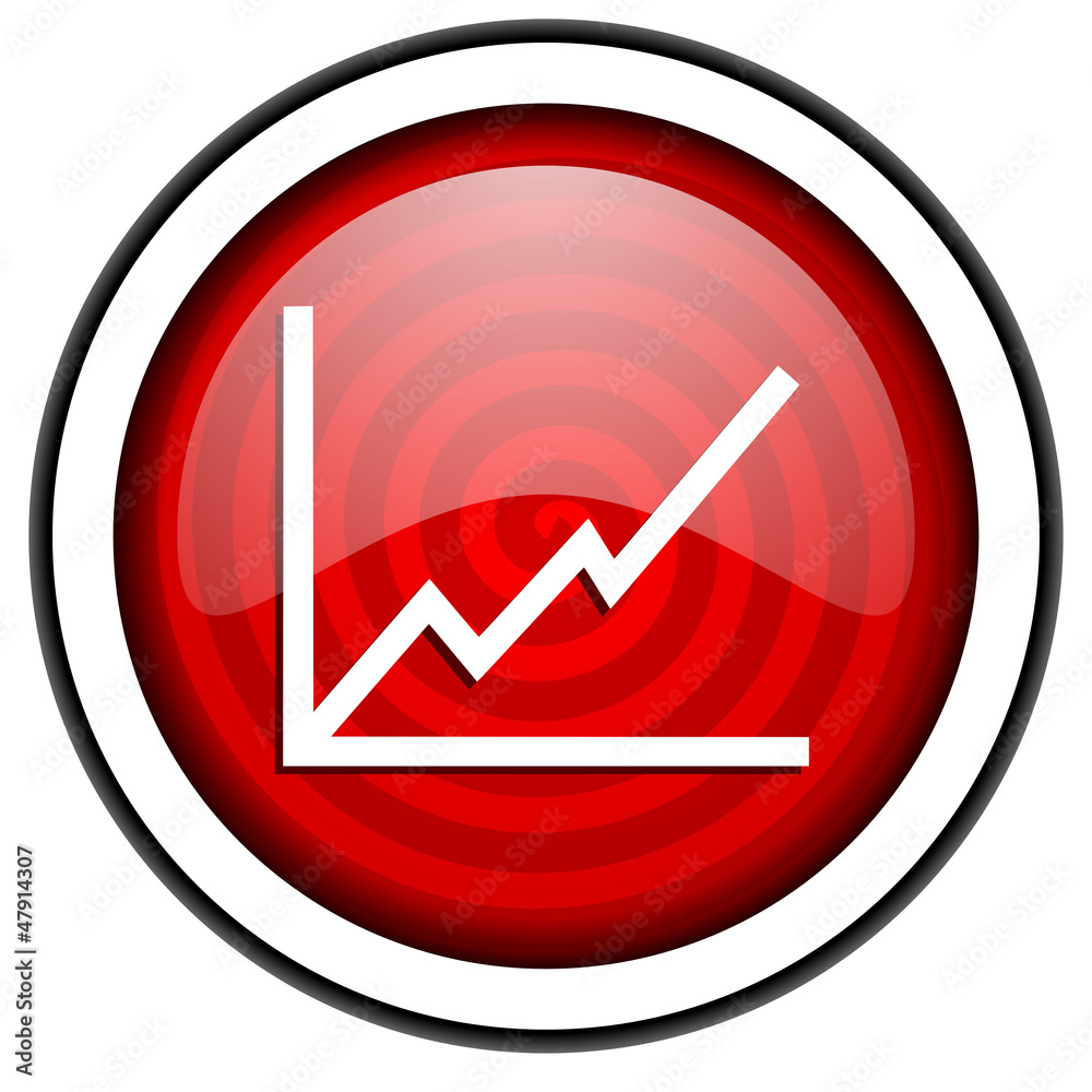 chart red glossy icon isolated on white background chart red glossy icon isolated on white background