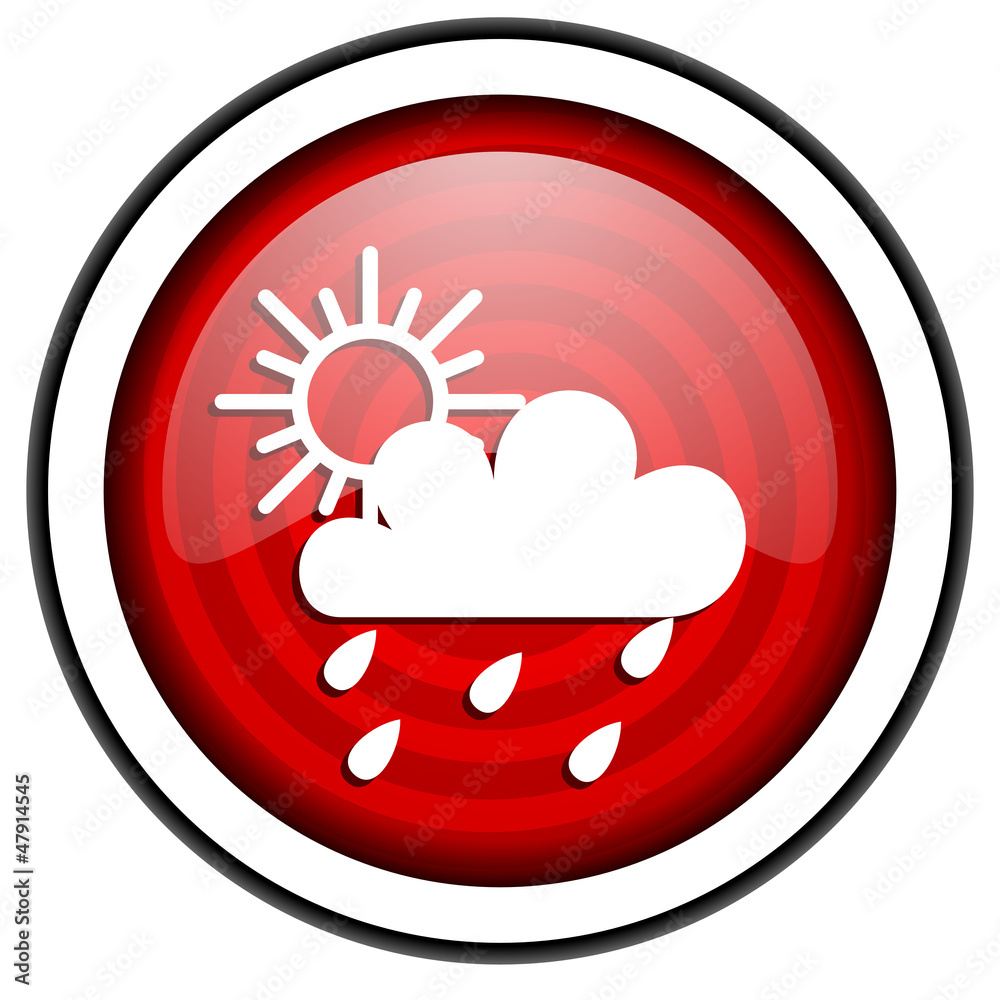 weather forecast red glossy icon isolated on white background weather forecast red glossy icon isolated on white background