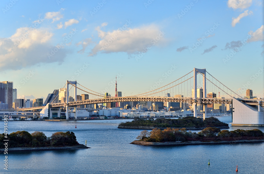 Naklejka premium レインボーブリッジ 夕方の風景