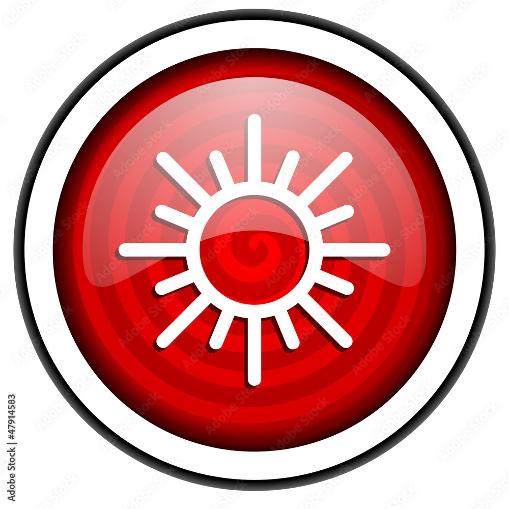 sun red glossy icon isolated on white background sun red glossy icon isolated on white background