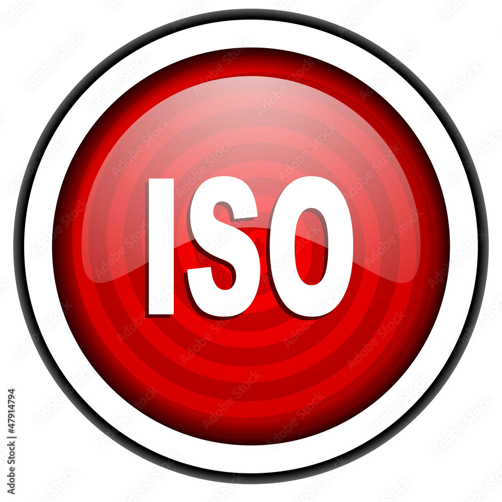 iso red glossy icon isolated on white background iso red glossy icon isolated on white background