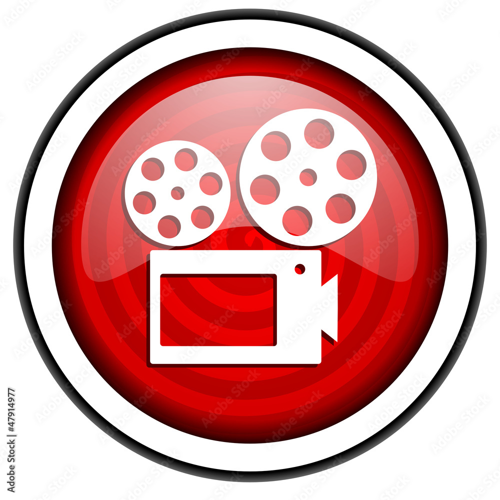 cinema red glossy icon isolated on white background cinema red glossy icon isolated on white background