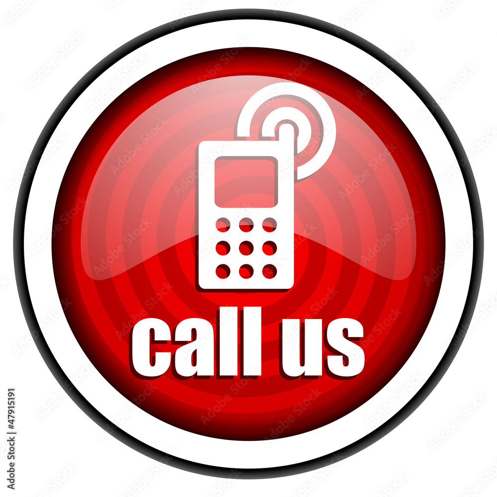 call us red glossy icon isolated on white background call us red glossy icon isolated on white background