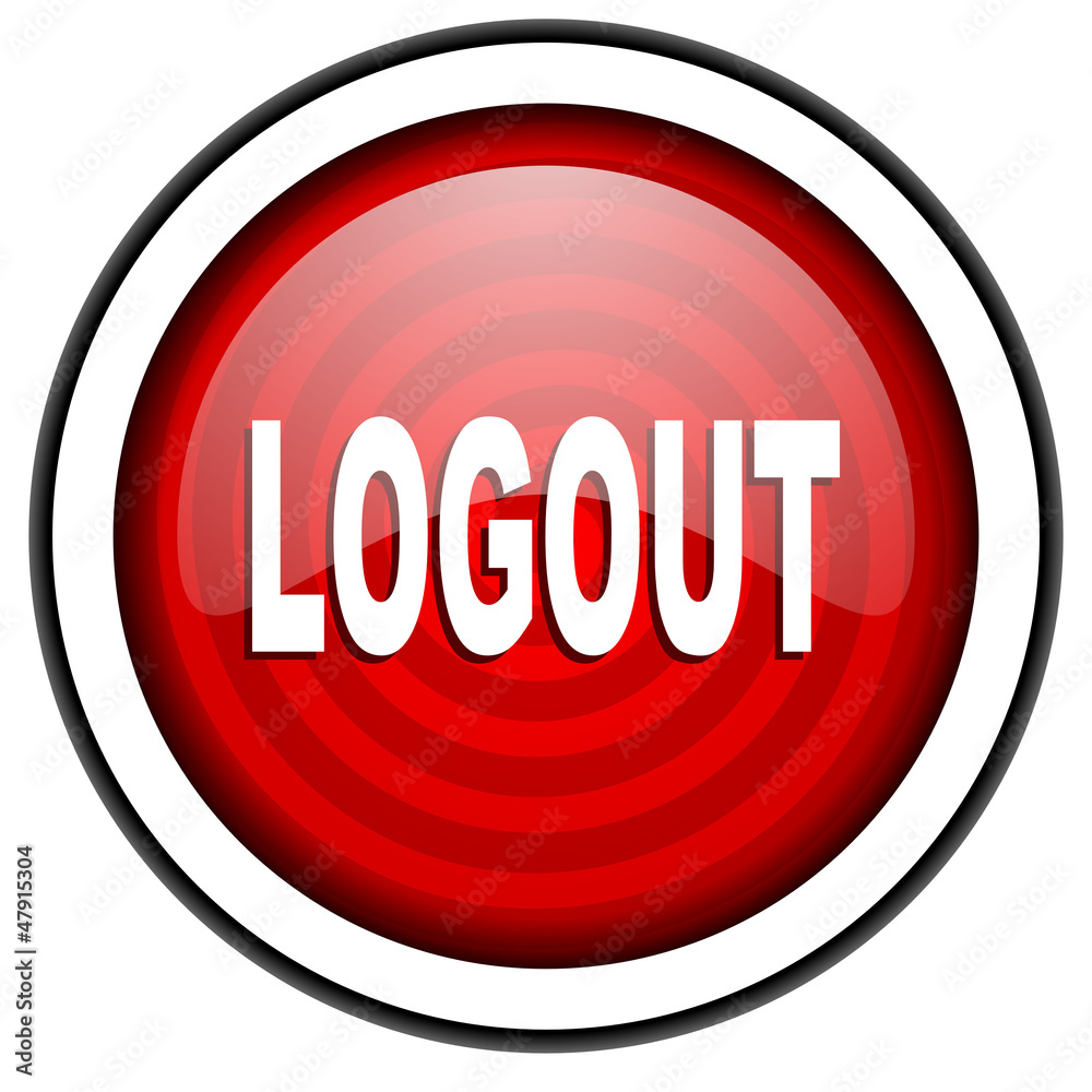 logout red glossy icon isolated on white background logout red glossy icon isolated on white background