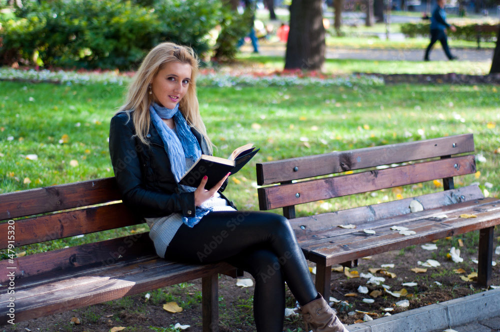 Girl With A Book In The Park Girl With A Book In The Park