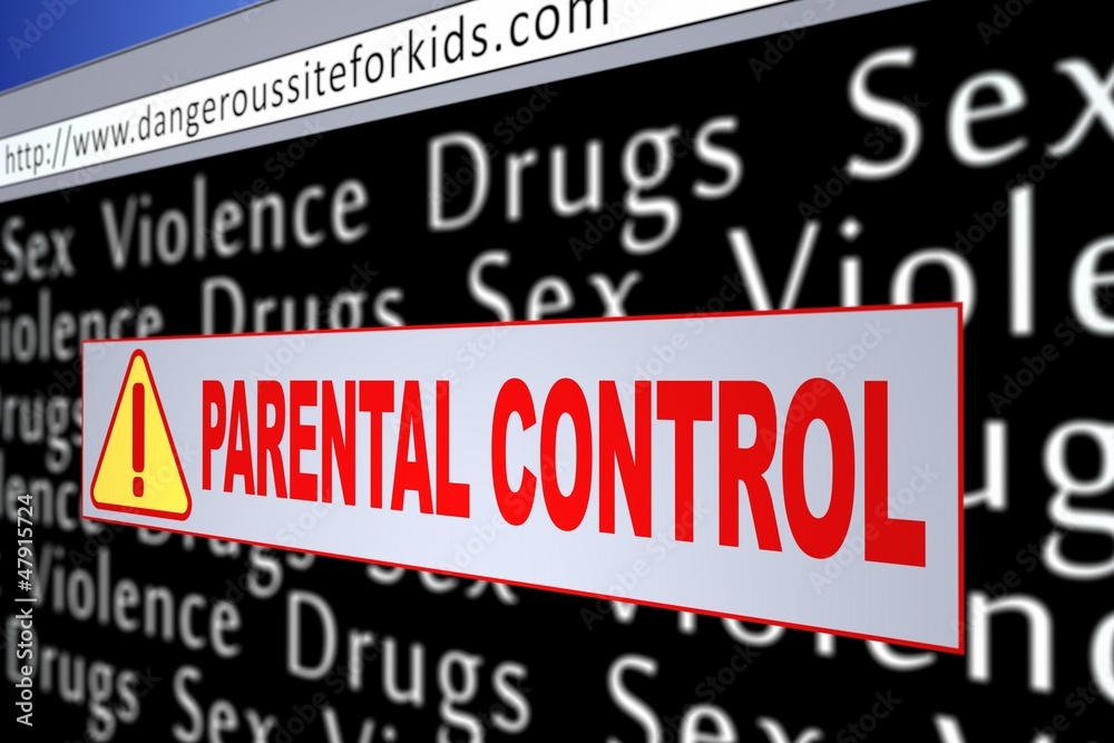 Computer generated image of a parental control alert.