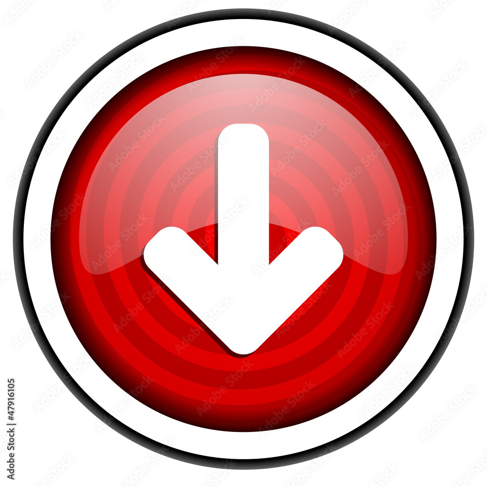 arrow down red glossy icon isolated on white background arrow down red glossy icon isolated on white background