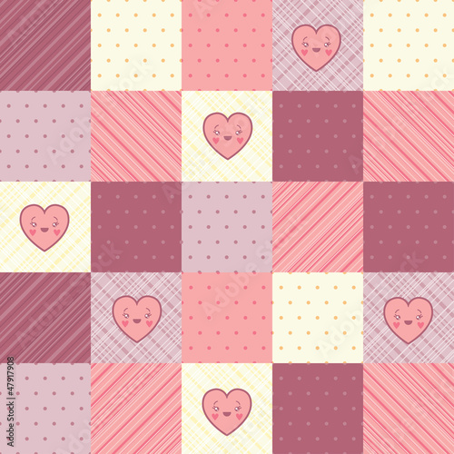 Retro background of vintage design with hearts.
