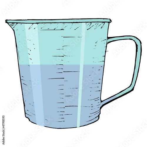 hand drawn, vector, sketch illustration of kitchen measuring cup