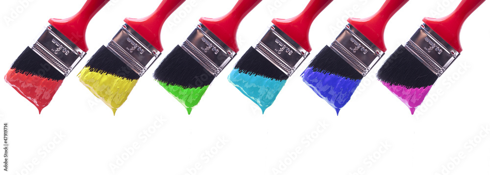 Brushes soaked in paint