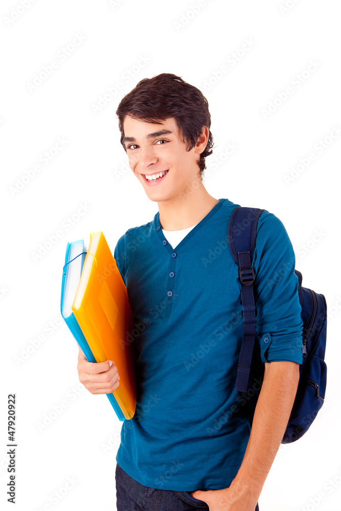 Young happy student carrying books Young happy student carrying books