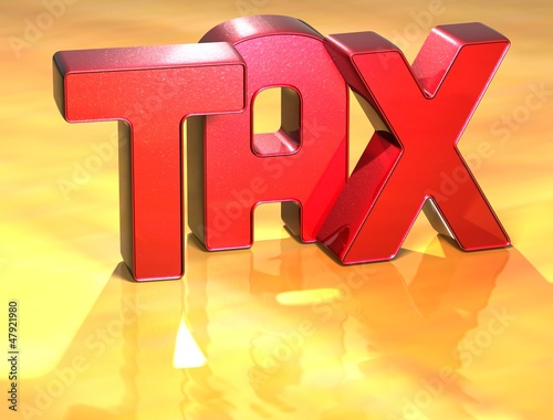 3D Word TAX on gold background photo