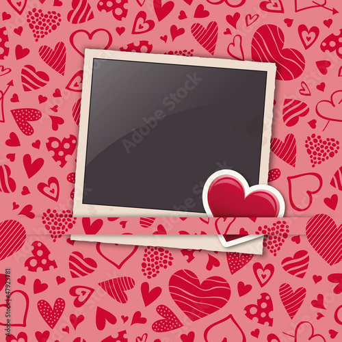 polaroid photo frame with heart