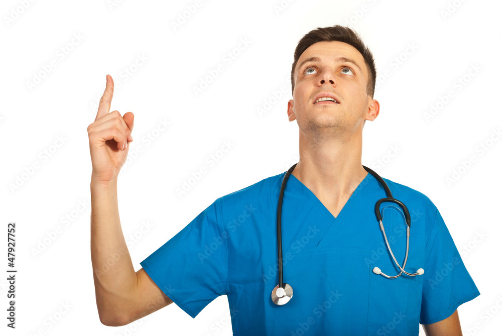 Physician pointing up