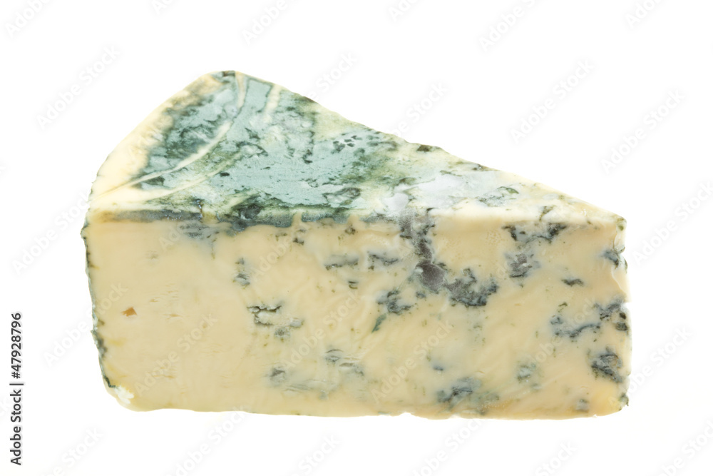 Wedge of soft blue cheese, isolated on white Wedge of soft blue cheese, isolated on white