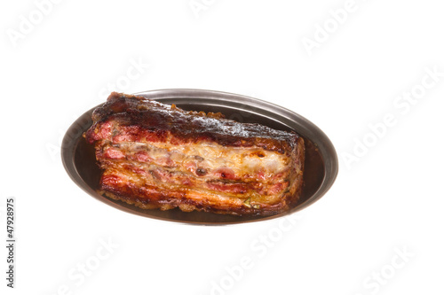 Grilled meat on white background photo