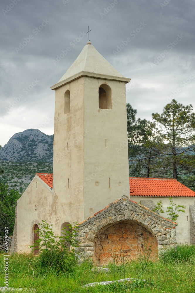 Fototapeta premium Church of St. Peter, Starigrad - Paklenica, Croatia