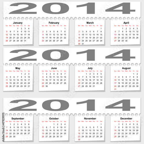 Bursting monthly calendar for 2014 - illustration