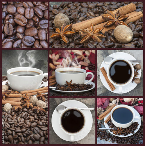 Collage of coffee and caffeine related images
