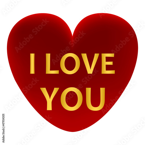 Red heart with the words I love you