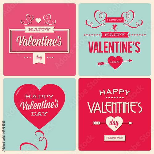 set of valentines day card design vector editable