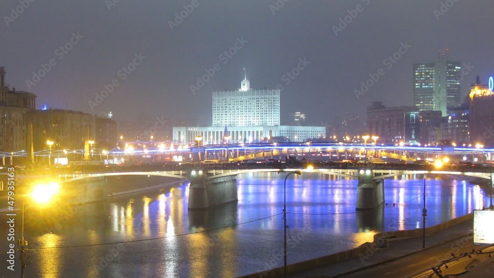 White house is well visible from Kievsky station in evening White house is well visible from Kievsky station in evening