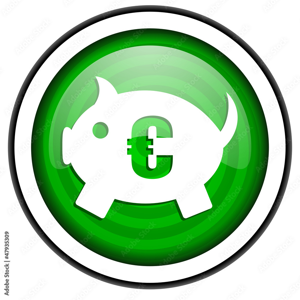 piggy bank green glossy icon isolated on white background piggy bank green glossy icon isolated on white background