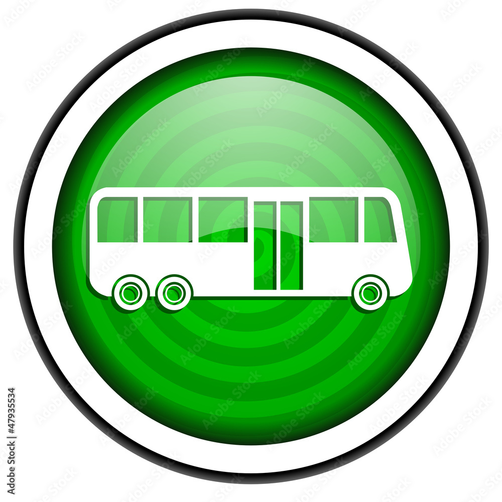 bus green glossy icon isolated on white background bus green glossy icon isolated on white background