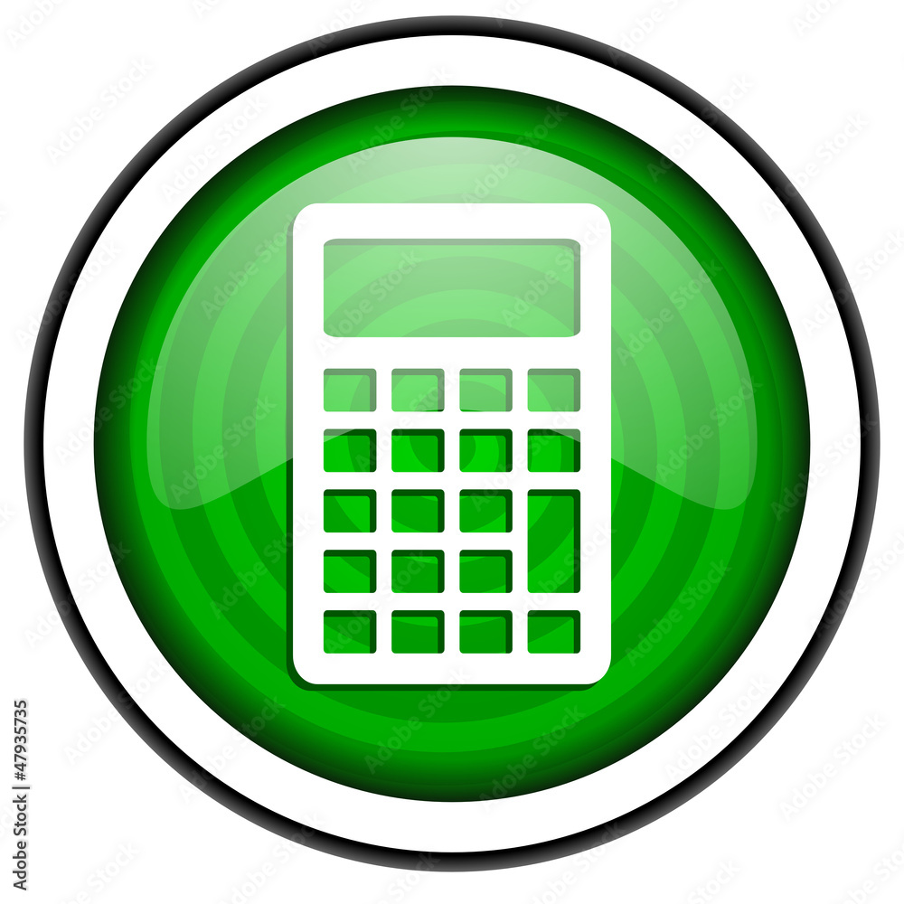 calculator green glossy icon isolated on white background calculator green glossy icon isolated on white background