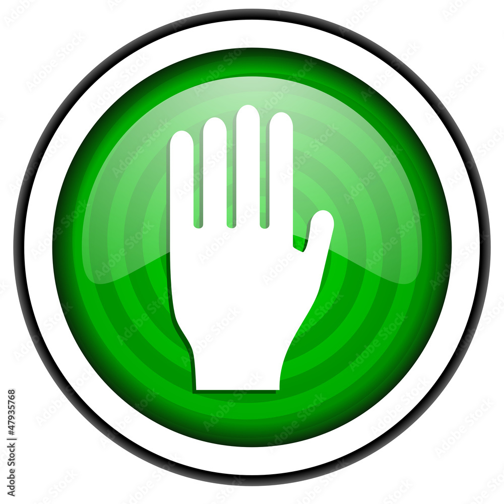 stop green glossy icon isolated on white background stop green glossy icon isolated on white background