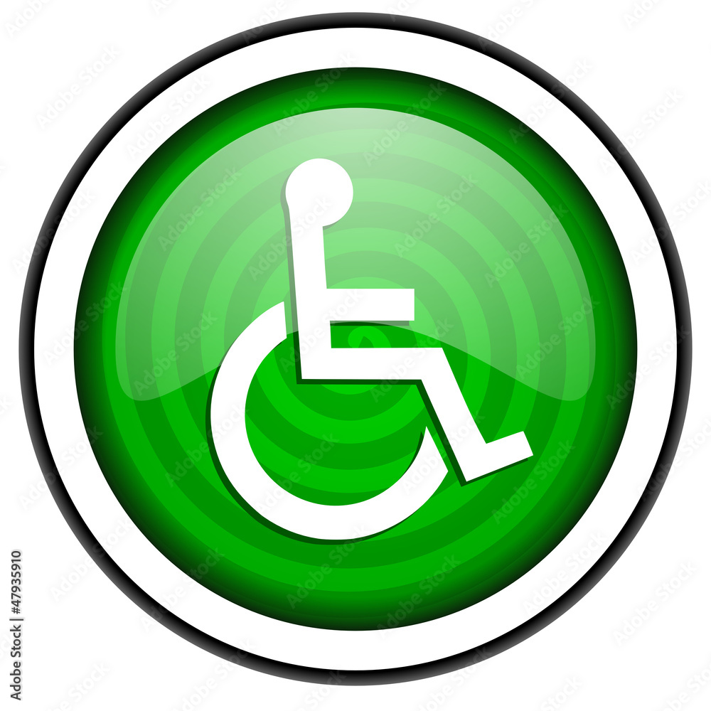 accessibility green glossy icon isolated on white background accessibility green glossy icon isolated on white background