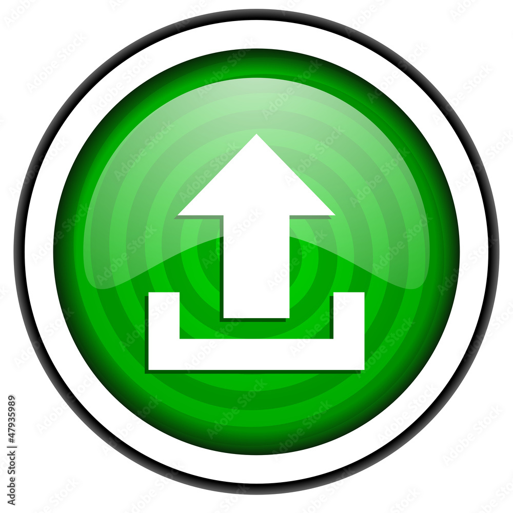 upload green glossy icon isolated on white background upload green glossy icon isolated on white background